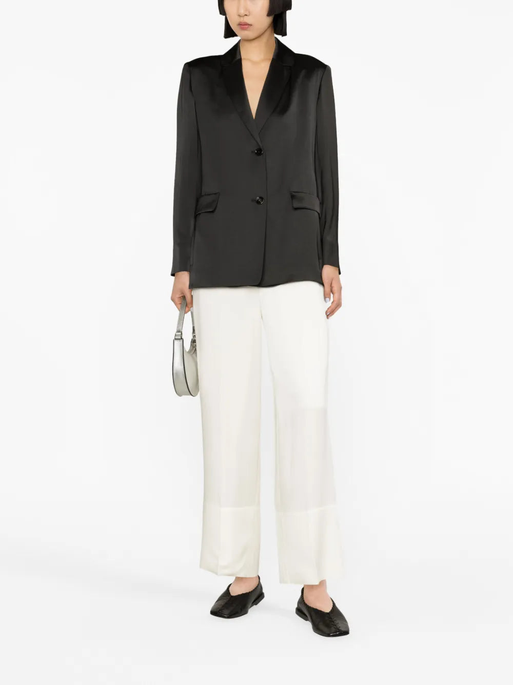 Single-Breasted Satin-Finish Blazer