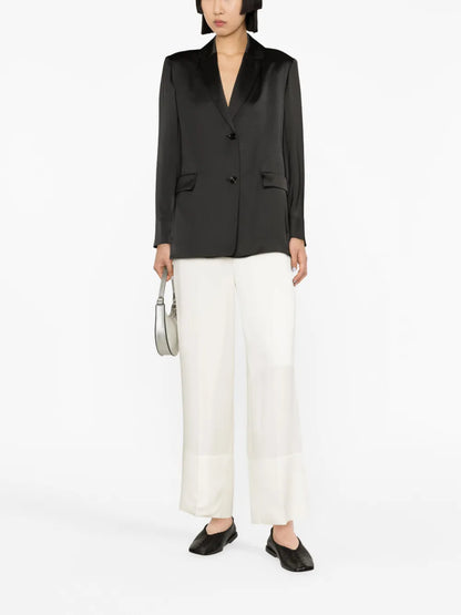 Single-Breasted Satin-Finish Blazer