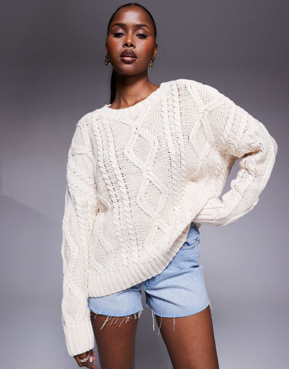 Chunky Cable Knit Crew Neck Jumper
