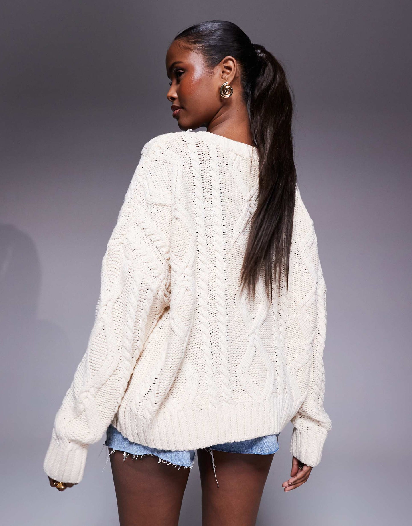 Chunky Cable Knit Crew Neck Jumper