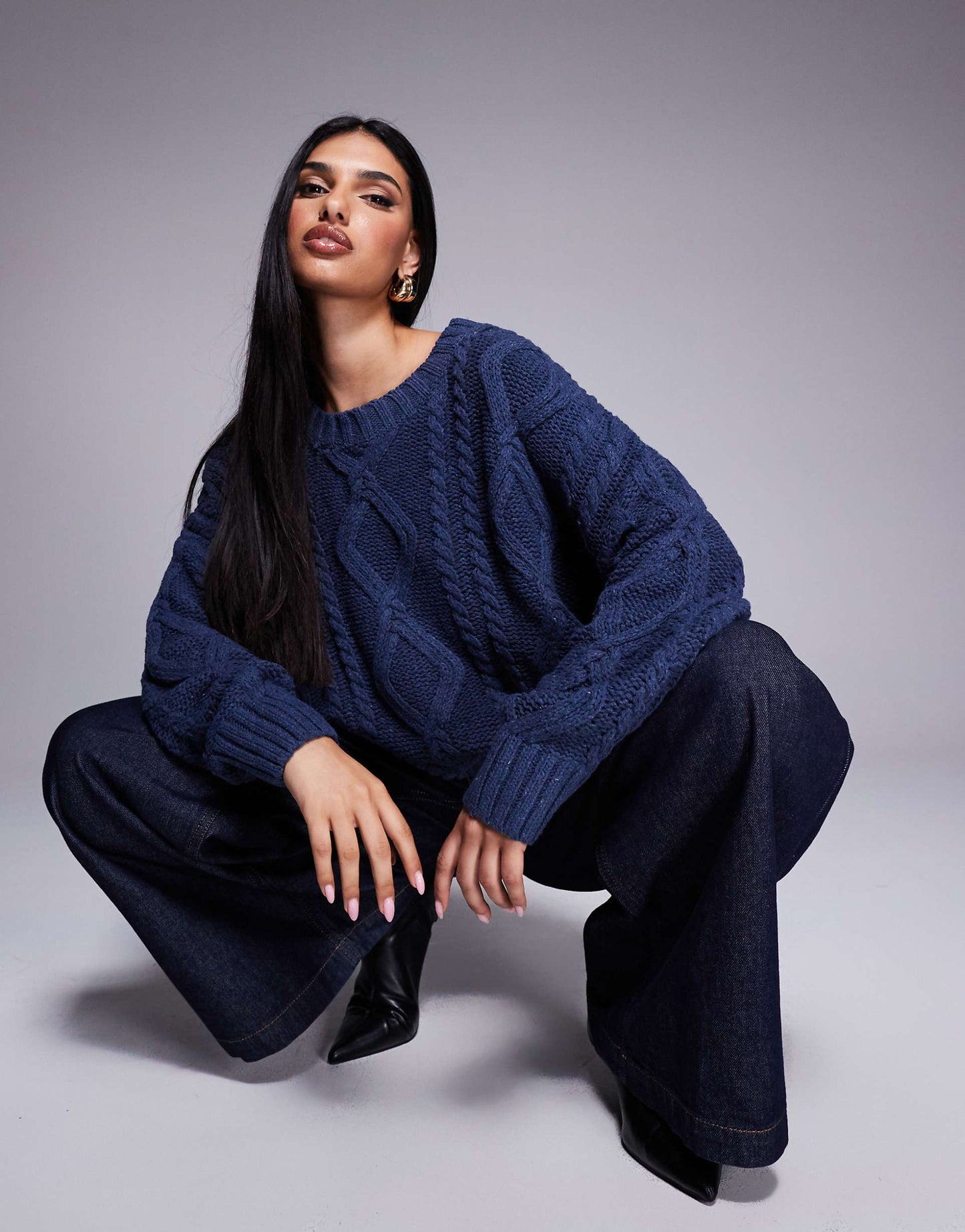 Chunky Cable Knit Crew Neck Jumper