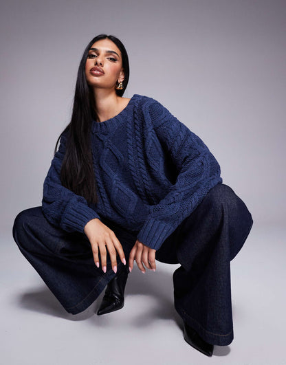 Chunky Cable Knit Crew Neck Jumper