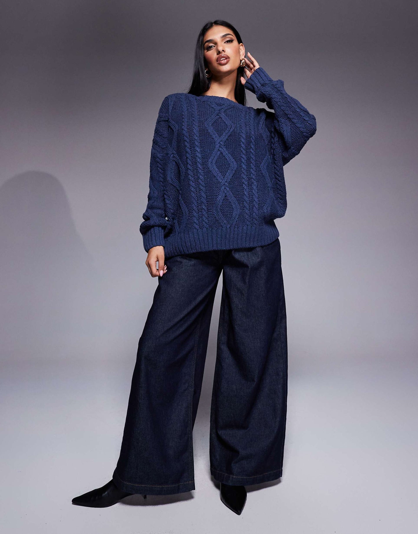 Chunky Cable Knit Crew Neck Jumper