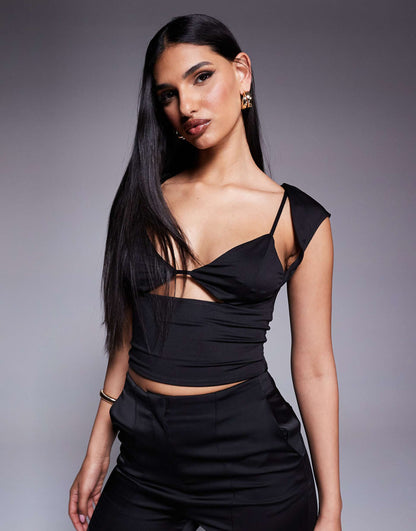 Slinky Bralette Cut Out Crop Top