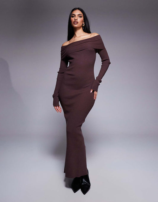 Princess Polly Knitted Extreme Foldover Bodycon Maxi Dress