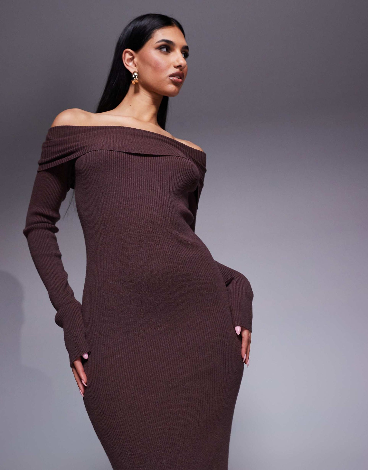 Princess Polly Knitted Extreme Foldover Bodycon Maxi Dress