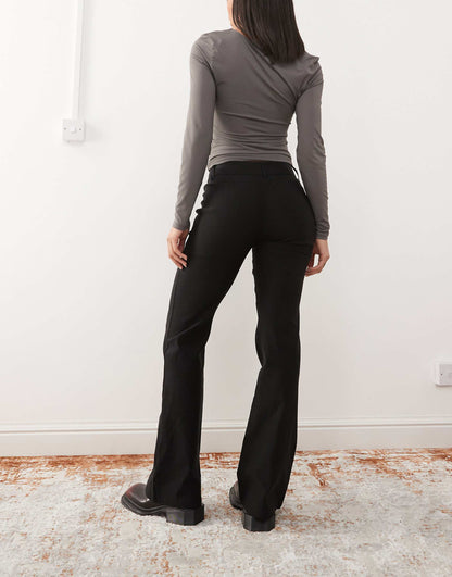 High Waisted Slim Fit Flared Tailored Trousers