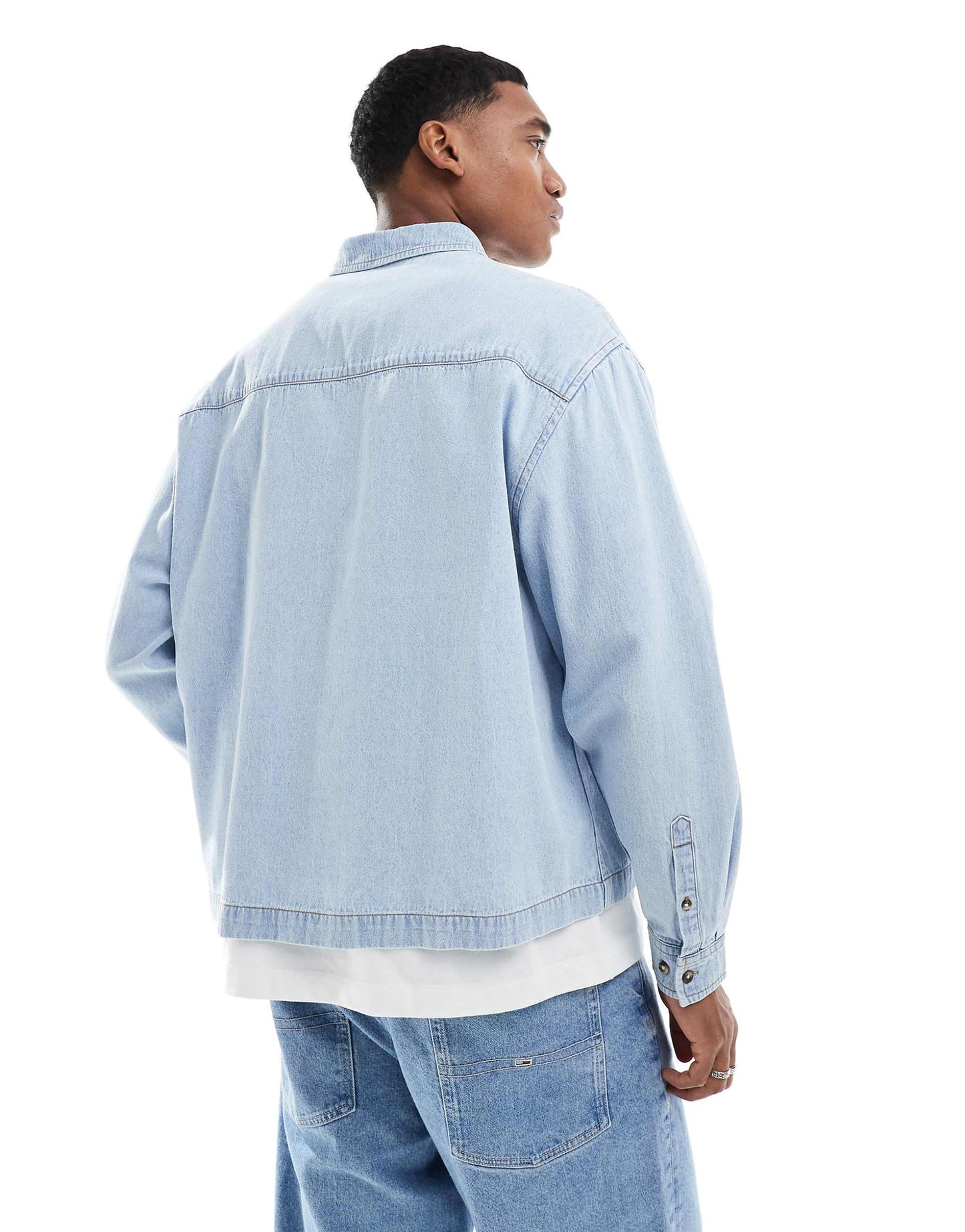 Oversized Boxy Crop Denim Shirt