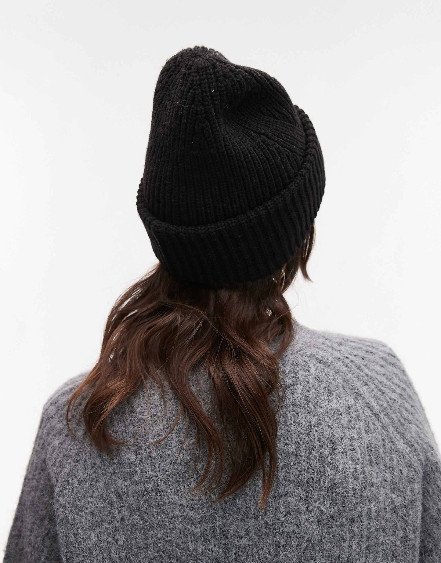 Ribbed Leather Logo Beanie