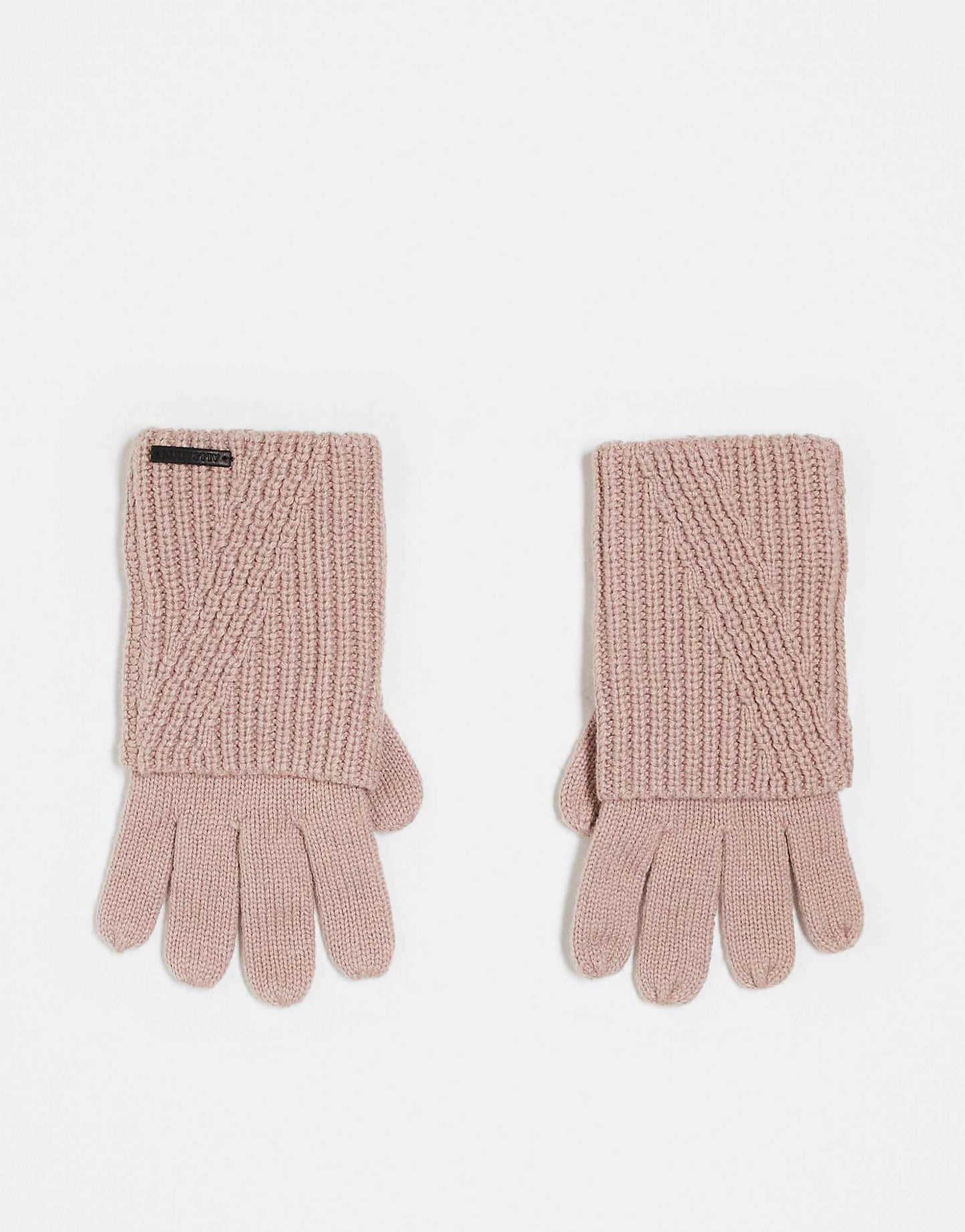Ribbed Leather Logo Gloves