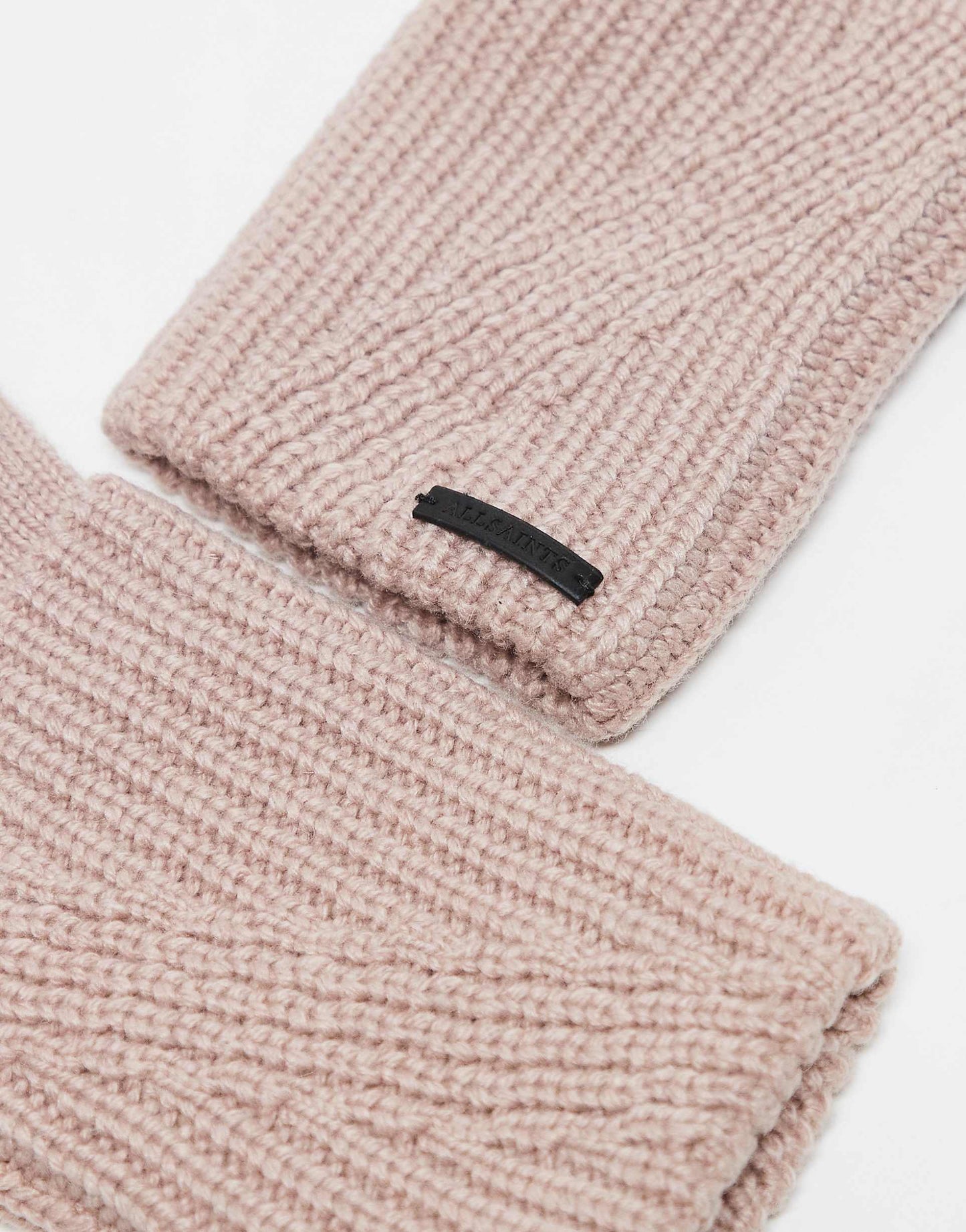Ribbed Leather Logo Gloves