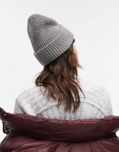 Ribbed Leather Logo Beanie
