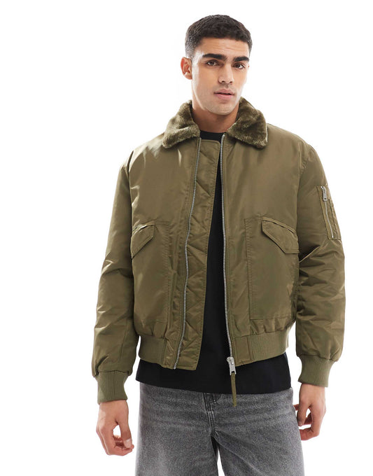 Borg Collar Bomber Jacket