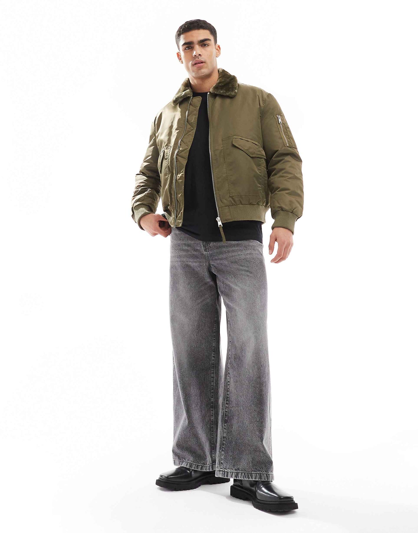 Borg Collar Bomber Jacket