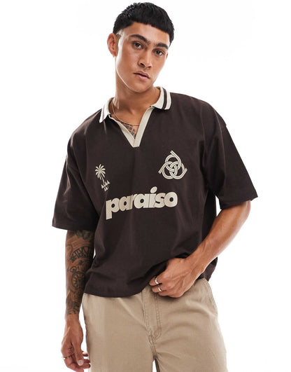 Oversized Short Sleeve Polo With Graphic