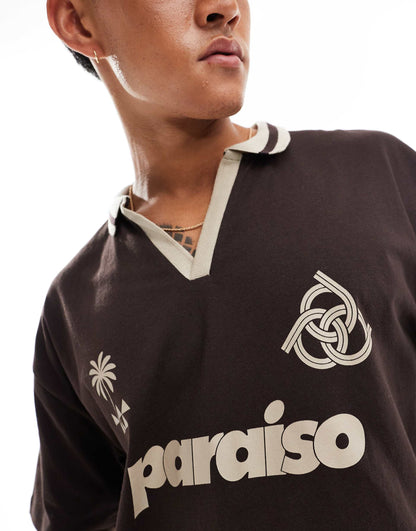 Oversized Short Sleeve Polo With Graphic