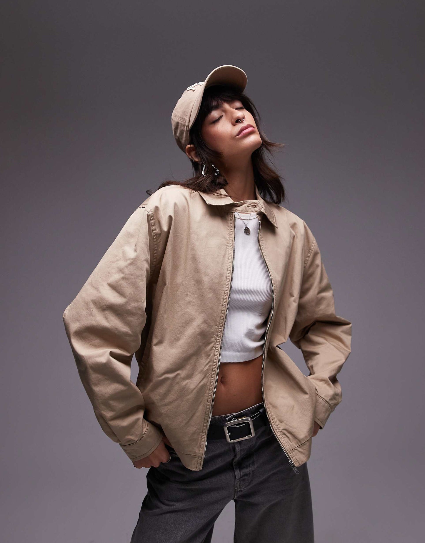 Oversized Zip Through Jacket