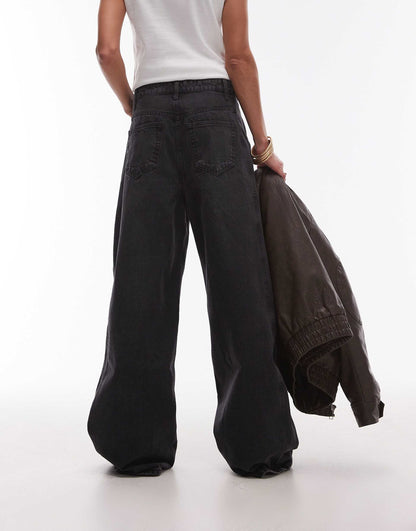 Longline Washed Front Straight Leg Jeans