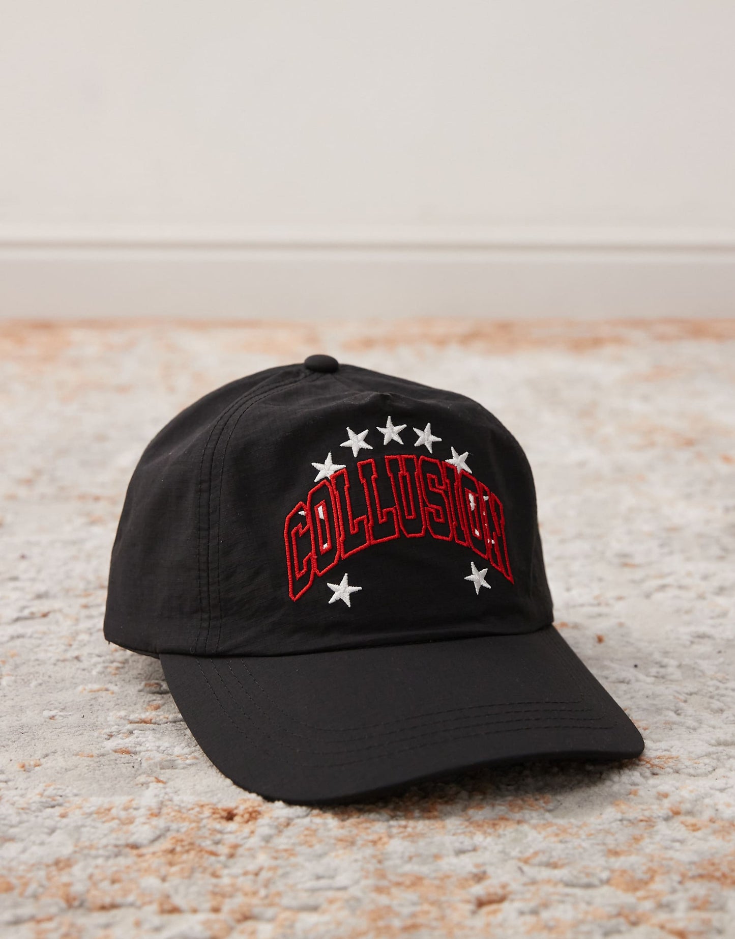 Cap With Stars Print And Embroidery