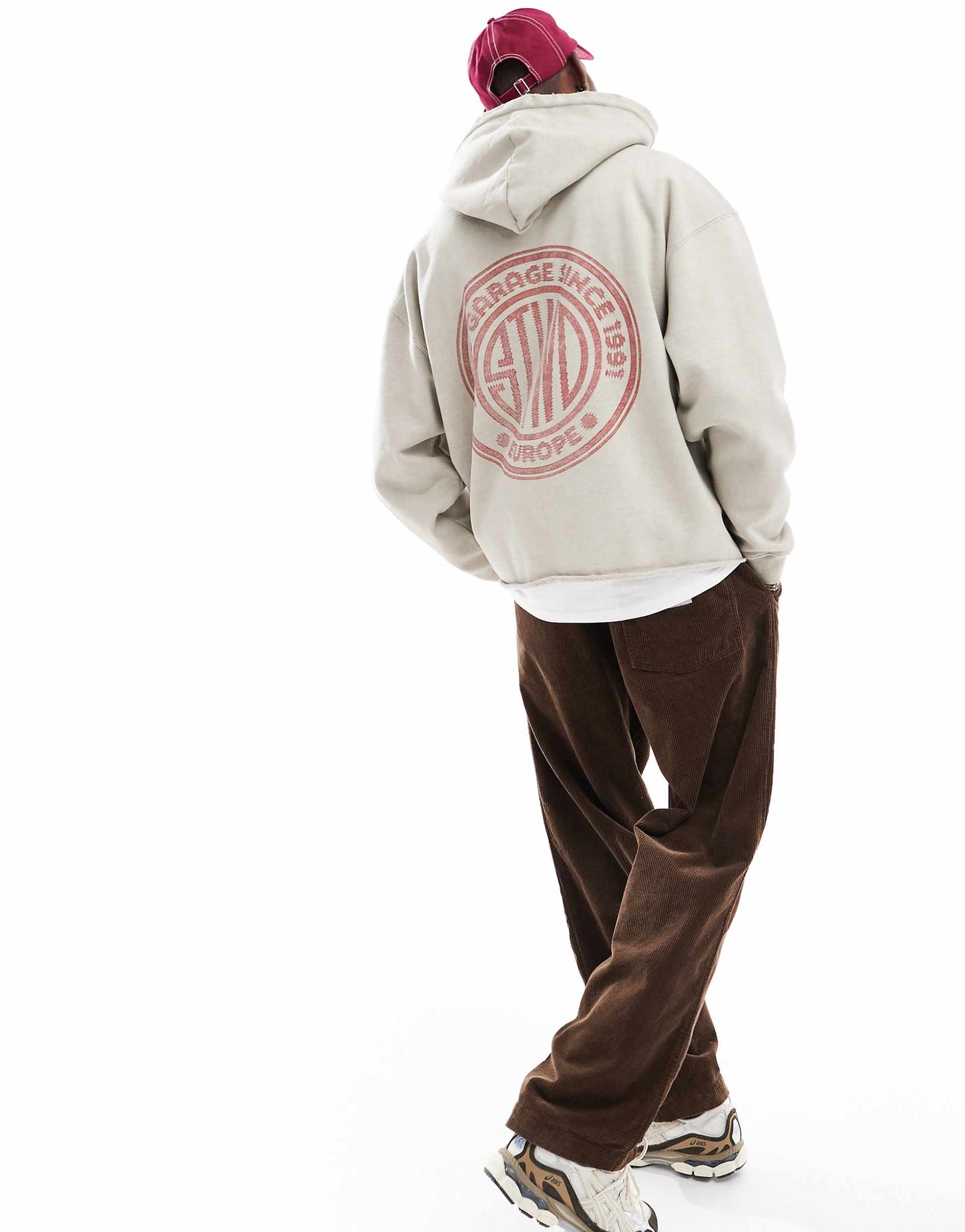 Raw Hem Stwd Garage Printed Hoodie