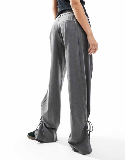 Tie Detail Wide Leg Tailored Trouser