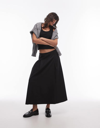 Midi Pleat Front Skirt