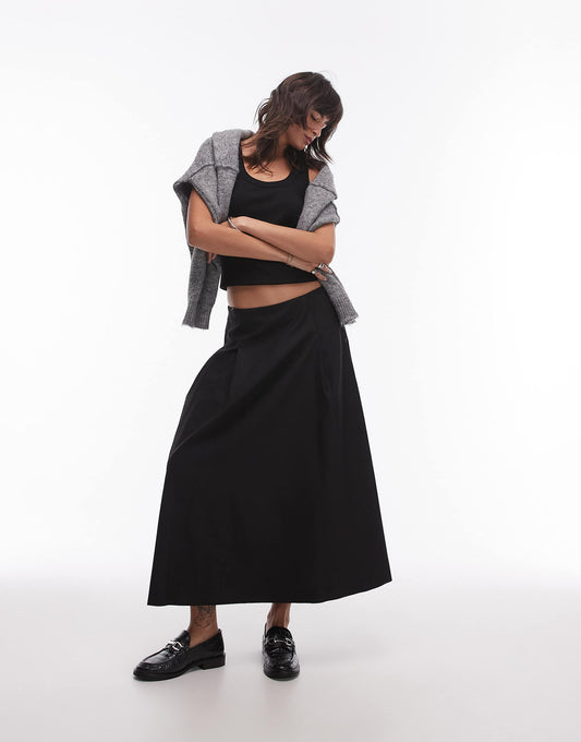 Midi Pleat Front Skirt