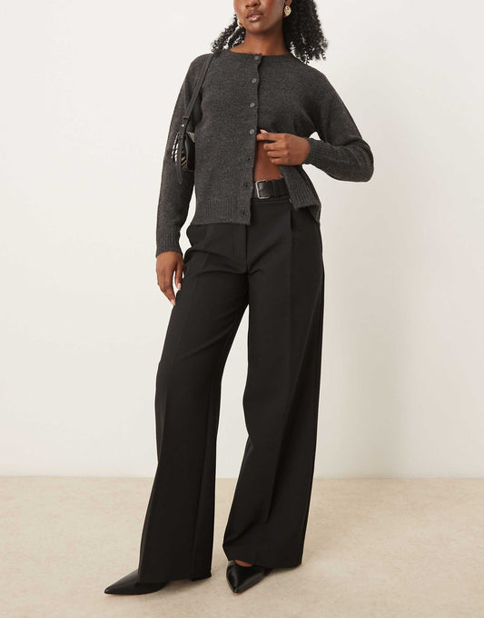 Buckle Waist Straight Leg Trousers