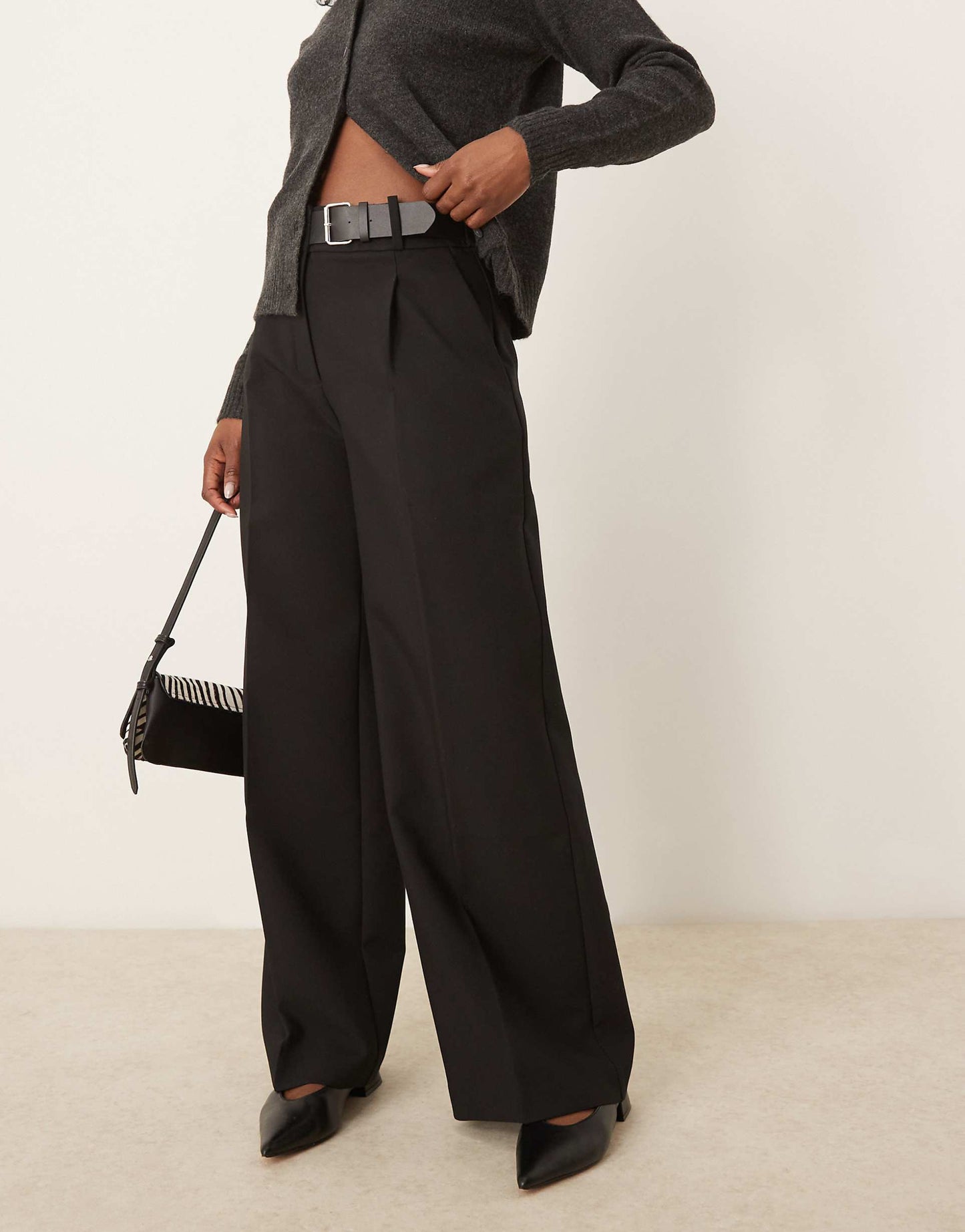 Buckle Waist Straight Leg Trousers