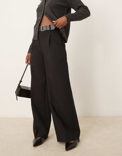 Buckle Waist Straight Leg Trousers
