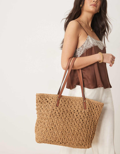 Large Beach Straw Tote Bag