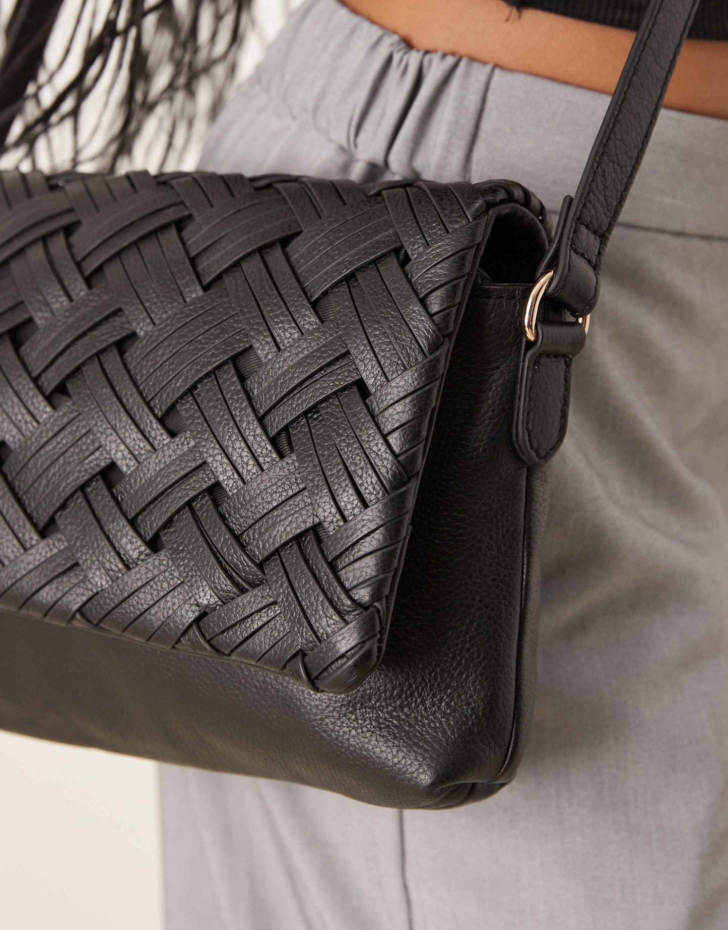 Leather Weave Crossbody Bag