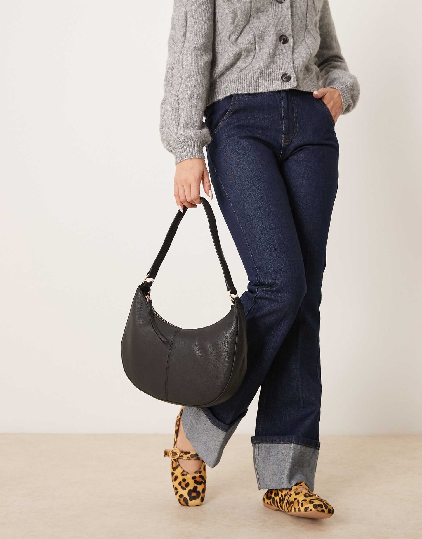 Leather Scoop Shoulder Bag