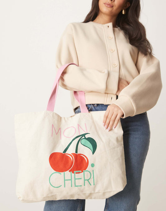 Mon Cheri Shopper Tote Bag With Cherry Detail