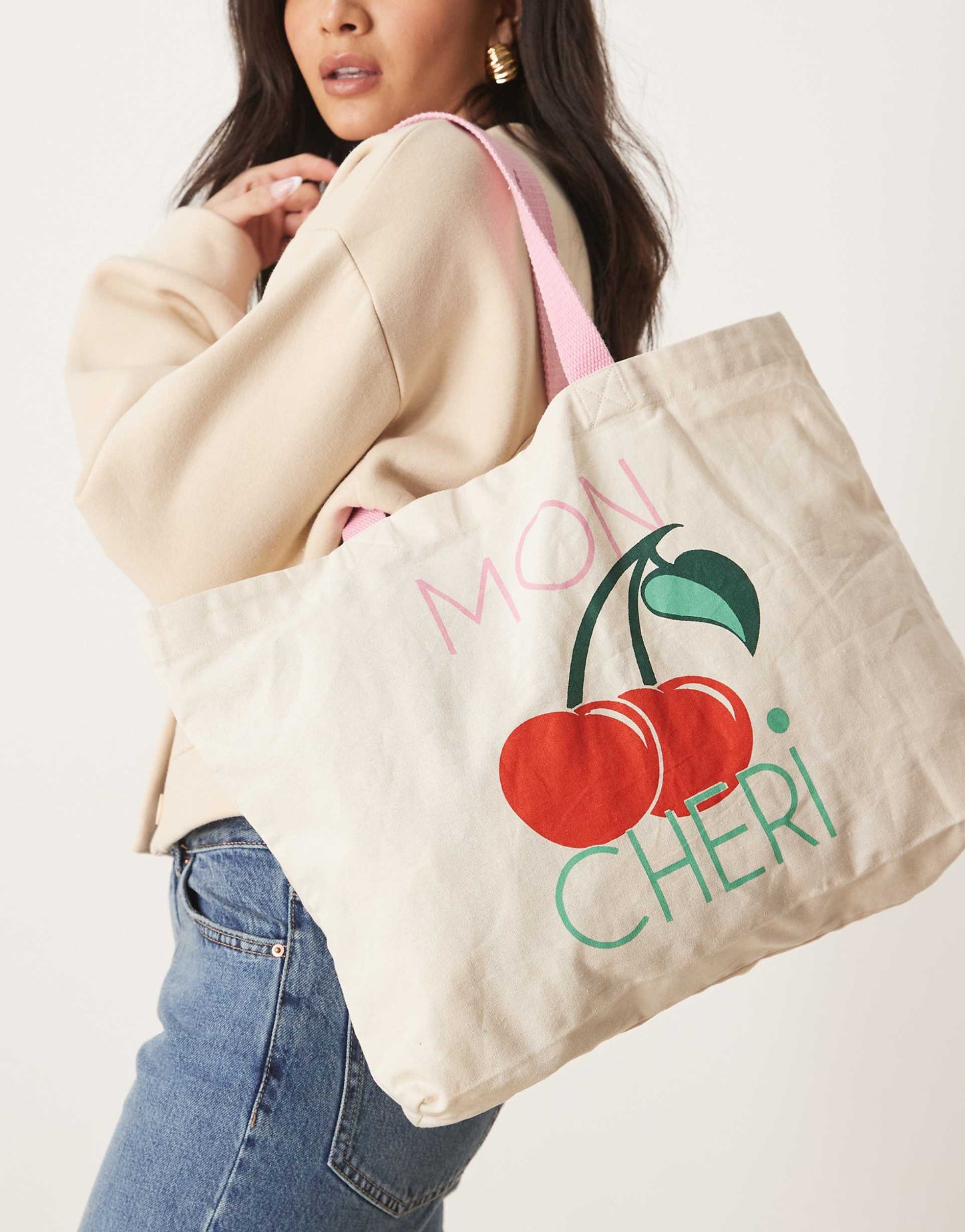 Mon Cheri Shopper Tote Bag With Cherry Detail