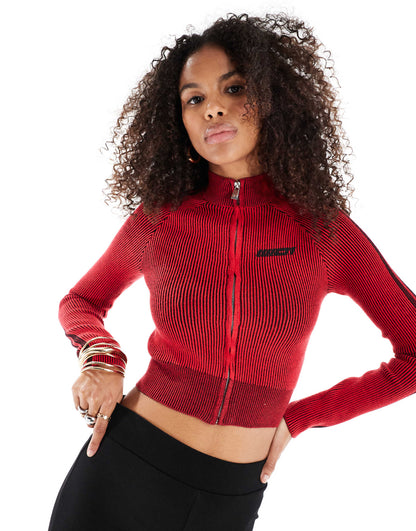 Zip Through Ribbed Jumper