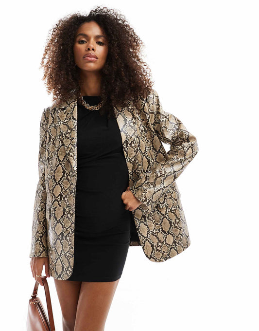 Faux Leather Oversized Blazer