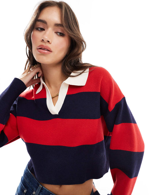 Striped Polo Neck Jumper