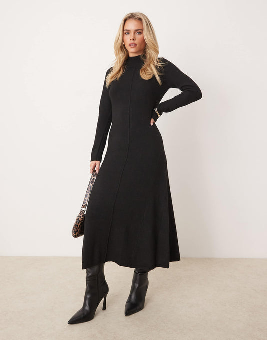 Petite High Neck A-Line Midaxi Dress