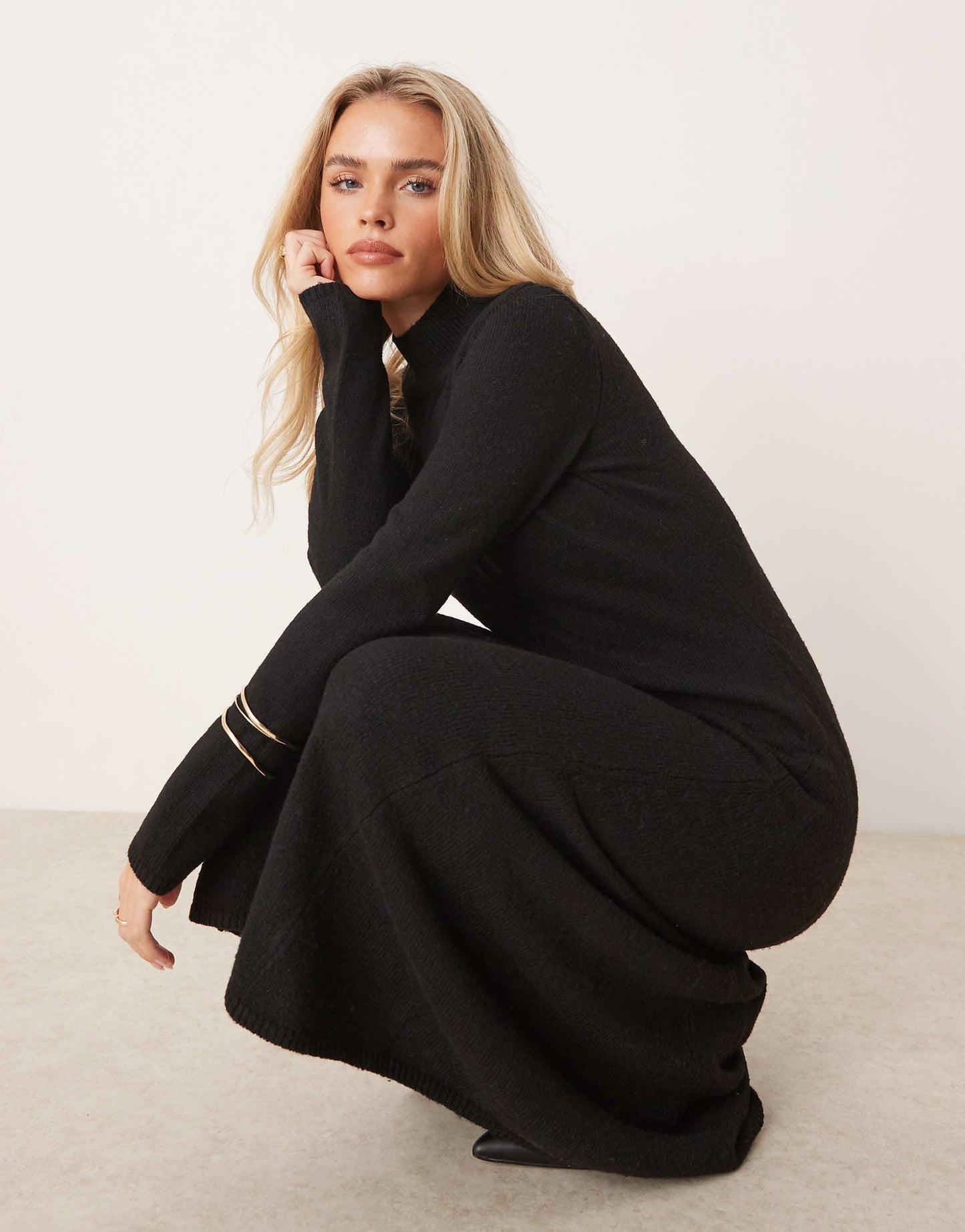 Petite High Neck A-Line Midaxi Dress