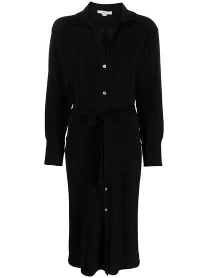 Tied-Waist V-Neck Shirt Dress