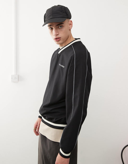 V Neck Nylon Sweatshirt