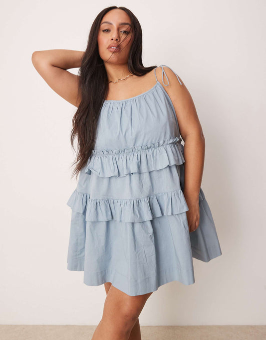 Curve Ruffle Tiered Mini Dress