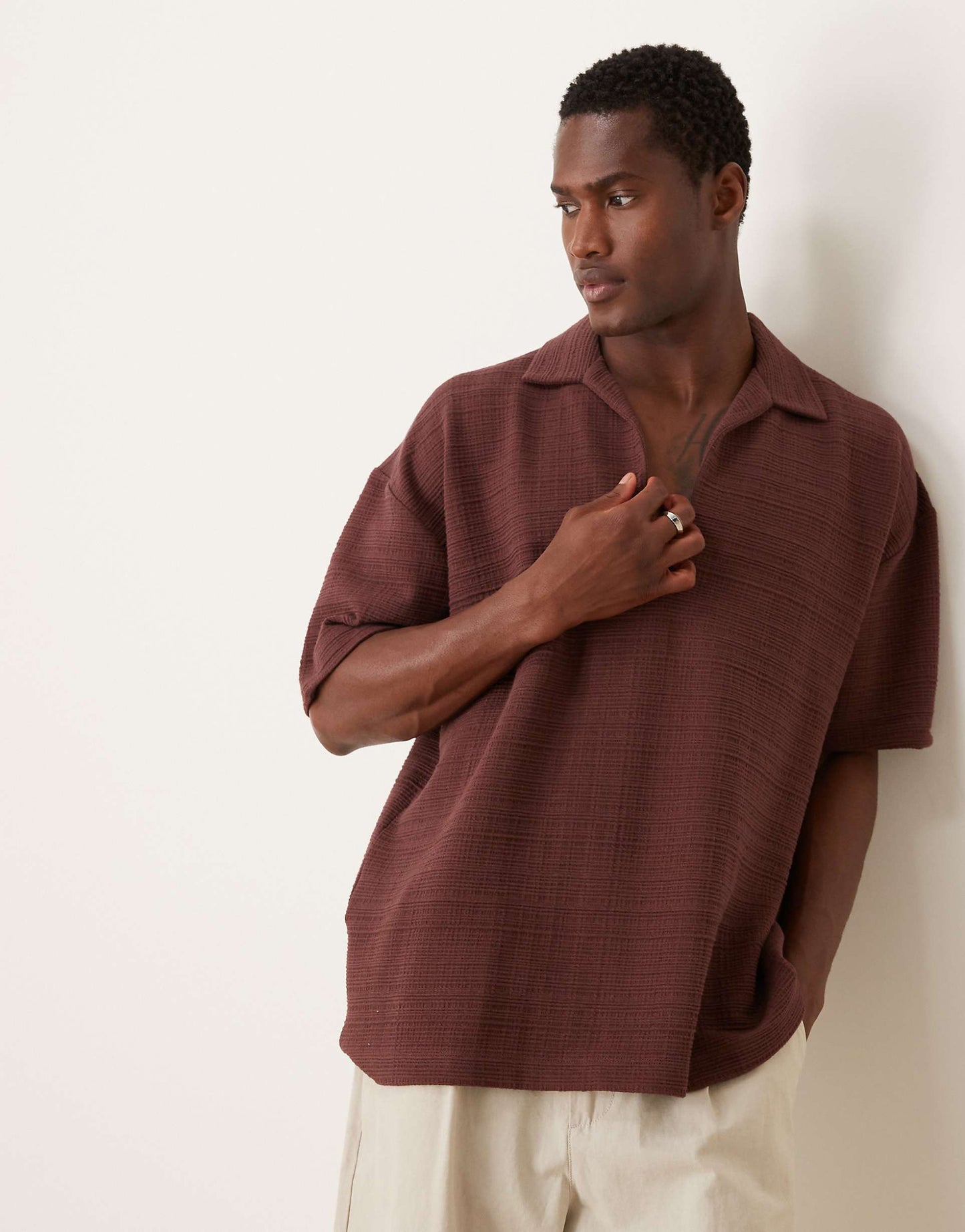 Oversized Polo With Revere Collar