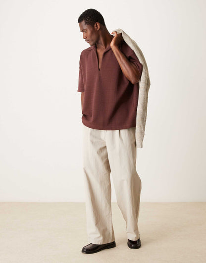 Oversized Polo With Revere Collar