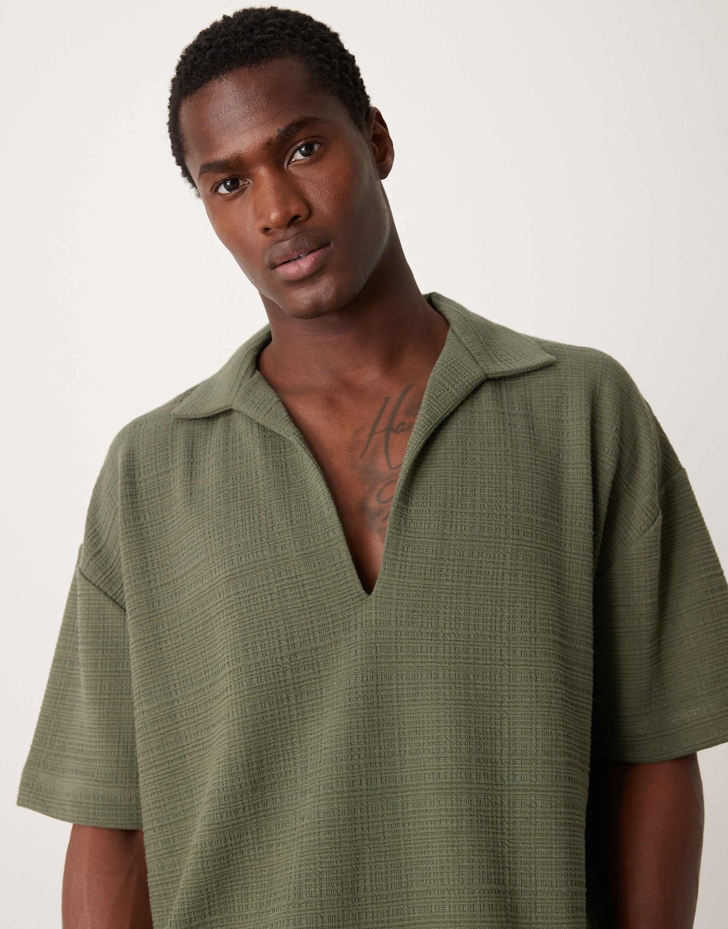 Oversized Polo With Revere Collar