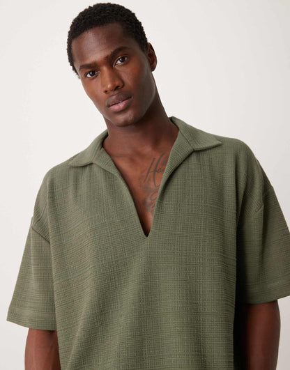 Oversized Polo With Revere Collar