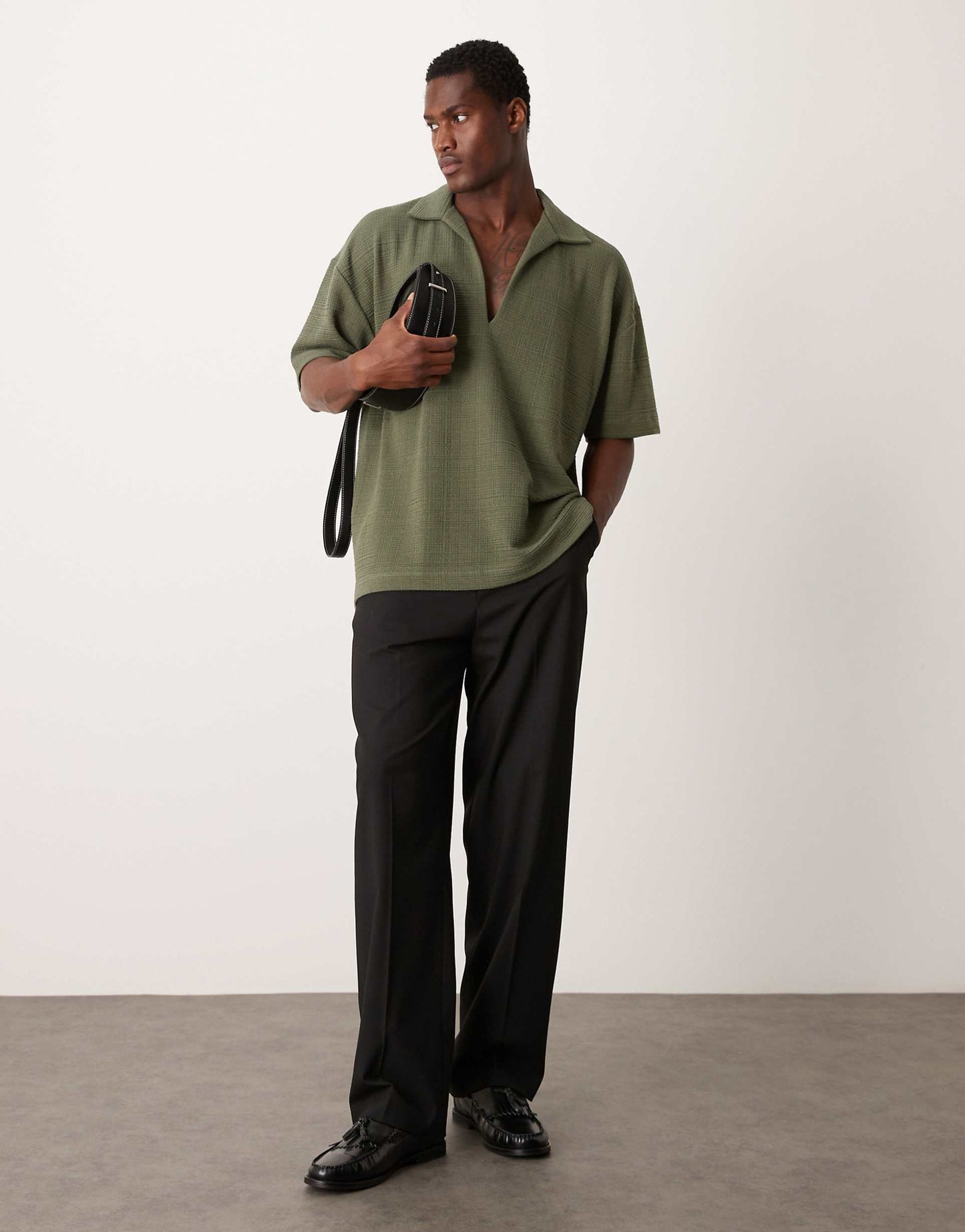 Oversized Polo With Revere Collar