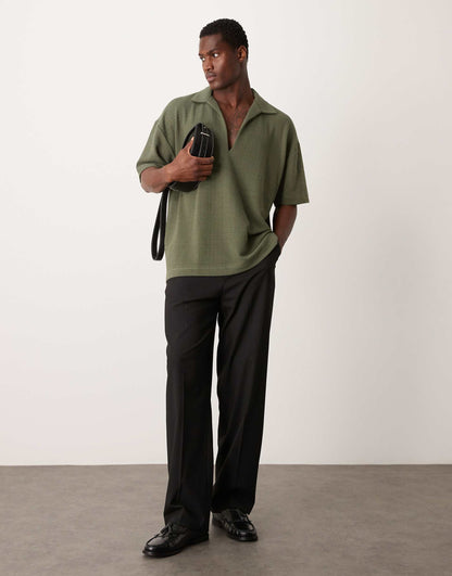 Oversized Polo With Revere Collar