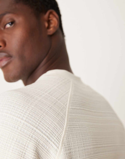 Relaxed Textured Boxy Long Sleeve Raglan T-Shirt